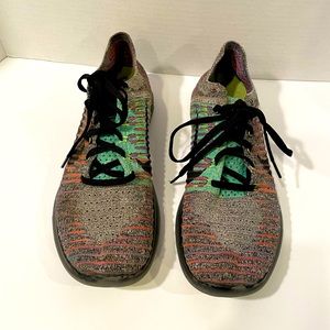 Nike Free RN Flyknit Multicolor Running Shoes Women's Size 9.5. Good used cond.